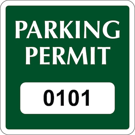 Lustre-Cal Static Cling Parking Permit Green 2in x 2in  Square Serialized 101-150, 50PK 253753SCL1GSq0101